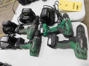 LOT: (4) Hitachi Cordless Screw Guns, with Chargers