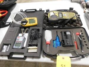 LOT: Gas Monitor, Force One Meter, Smoke Pencil, Brady Label Maker