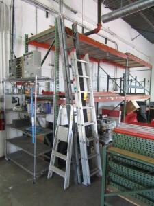 LOT: (2) Aluminum Extension Ladders, (1) 20 ft. Step Ladder, (1) 16 ft. Step Ladder