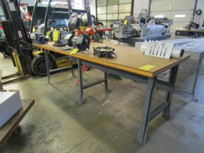 LOT: (2) 8 ft. x 34 in. x 3 ft. Deep Wood Top Tables