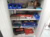 LOT: (3) Storage Cabinets W/ Misc. Tools, Tap and Dies Sets, Milwaukee Chargers, Levels, Lubricants, Floor Tape - 2