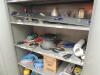 LOT: (3) Storage Cabinets W/ Misc. Tools, Tap and Dies Sets, Milwaukee Chargers, Levels, Lubricants, Floor Tape - 3
