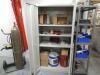 LOT: (3) Storage Cabinets W/ Misc. Tools, Tap and Dies Sets, Milwaukee Chargers, Levels, Lubricants, Floor Tape - 4