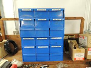 Fastenal 18 Drawer Cabinet W/ Base and Metric Tap and Dies