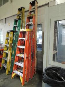 LOT: (4) Fiberglass Ladders Non Conductive, 10 Ft, 8 Ft, (2) 6 ft.