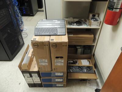 LOT: New (3) Samsung Monitors S22e300b, (3) Asus Vs197, Keyboards, Wired Mice, Ac Surge Protectors, (3) Wyse Citrix Terminals