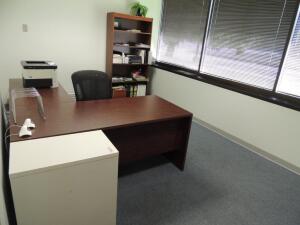 LOT: (3) L Desks, (2) Office Desks, Work Tables, File Cabinet, Open Book Cases, Office Chairs