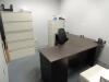 LOT: L Desk, (3) Office Desks, Desk Top Storage Cabinets, Open Book Cases, End Table, File Cabinets, Office Chairs - 5