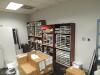 LOT: Cubicle Panels, Office Desk, Work Tables, Steel Shelving Units, Wooden Storage Bins, Misc. Carts - 4