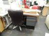 LOT: Cubicle Panels, Office Desk, Work Tables, Steel Shelving Units, Wooden Storage Bins, Misc. Carts - 5