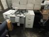 LOT: Cubicle Panels, Office Desk, Work Tables, Steel Shelving Units, Wooden Storage Bins, Misc. Carts - 6