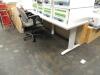 LOT: Cubicle Panels, Office Desk, Work Tables, Steel Shelving Units, Wooden Storage Bins, Misc. Carts - 7