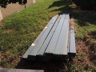 LOT: Pallet Racking Misc. (14) Uprights (Teardrop F Punch) 2 Upprights ( 3 in. Keystone) Approx (5) Beams 8 Ft and 11 Ft, Includes Misc. Wire Mesh Decking