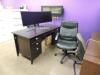 LOT: (4) Office Desks, (3) Open Book Cases, (2) File Cabinets, Electric Fireplace Wall Mount