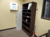 LOT: (4) Office Desks, (3) Open Book Cases, (2) File Cabinets, Electric Fireplace Wall Mount - 5