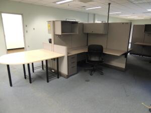 LOT: (2) 4 Person Cubicle and (1) Single Person Cubicle, (11) File Cabinets, (2) Book Racks, Office Chairs